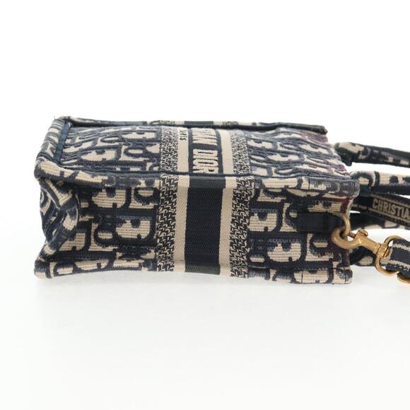 DIOR Trotter Canvas Book Tote Mini Bag Navy Gold - Picture 7 of 14